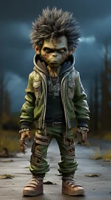 Post-Apocalyptic Zombie Character Illustration AI Image