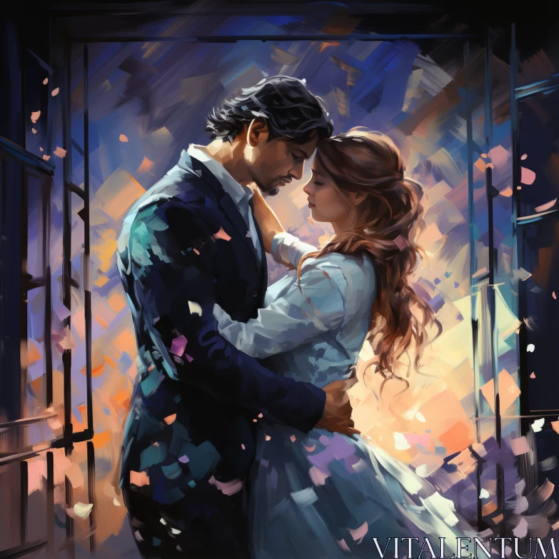 Romantic Fantasy: Couple's Storybook Illustration AI Image