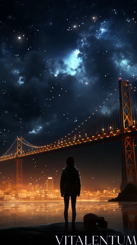 Romantic Bridge Illustration: A San Francisco Renaissance Influence AI Image