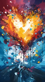 Abstract Heart in Colorful Explosion | Splatter Art Illustration AI Image