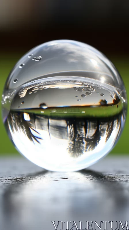 Glass Ball Water Reflection: A Fusion of Art and Design AI Image
