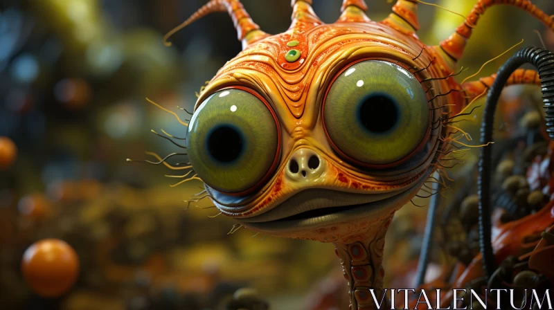 AI ART Alien Creature with Insect-like Eyes: A Playful Caricature