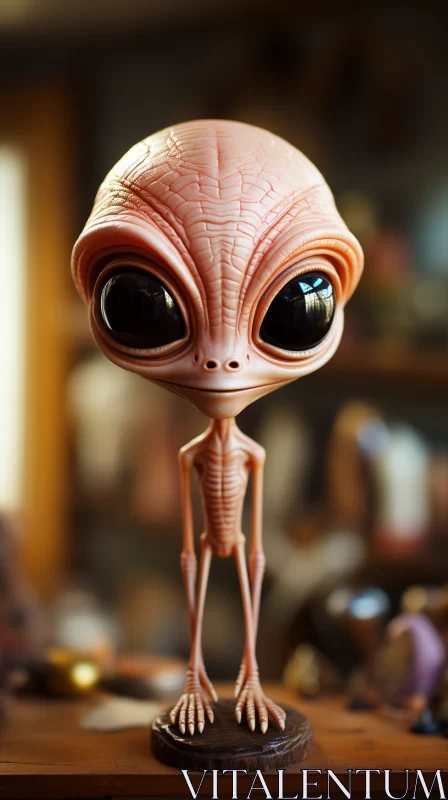 Alien Figure: Pop Culture Caricature in Soft Focus AI Image