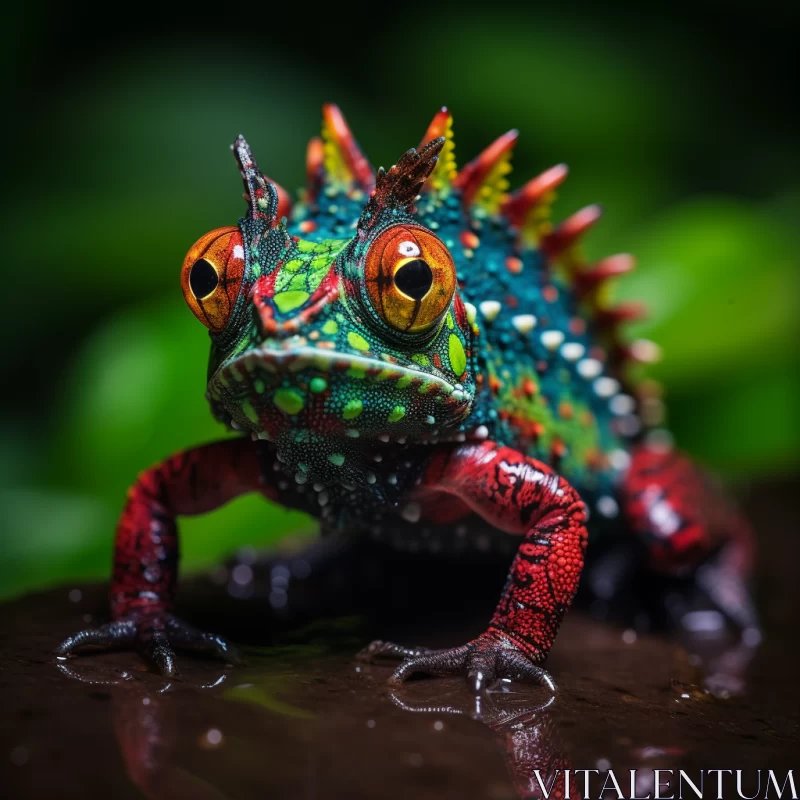 Colorful Lizard in Nature - Artistic Interpretation AI Image