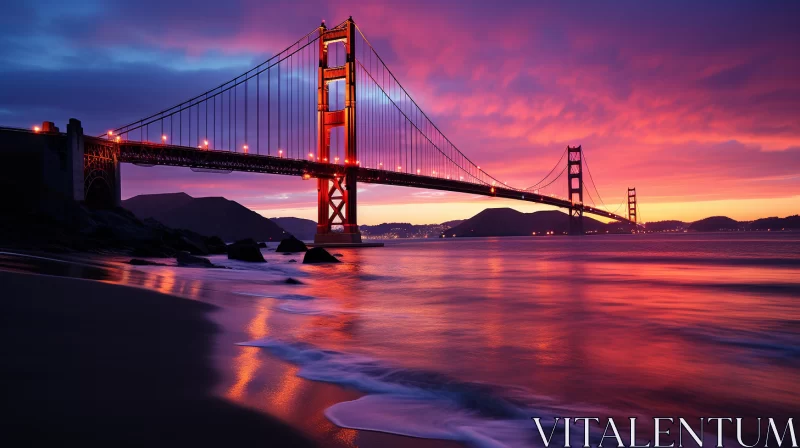 Golden Gate Bridge at Sunset: A Romantic Scenery AI Image