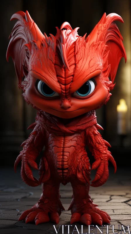 Red Monster Figurine - A Charming Character Illustration AI Image