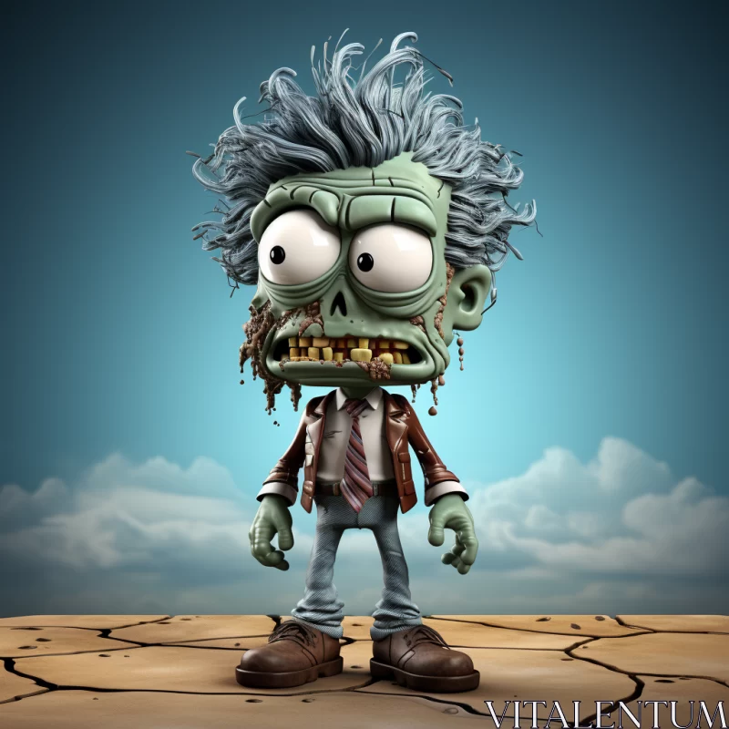Animated Cartoon Zombie: A Detailed Scientific and Caricature Artwork AI Image