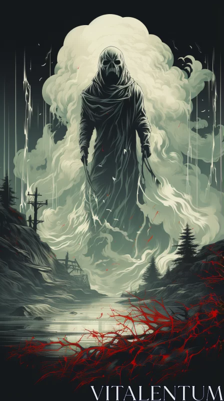 AI ART Scary Horror Genre Poster with Sinister Figure