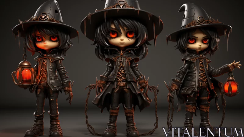 AI ART Charming Witch Characters in ZBrush Style - Detailed Design