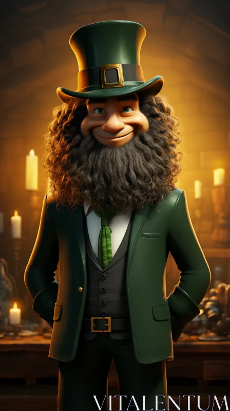 AI ART Detailed Leprechaun Character in Green and Gold