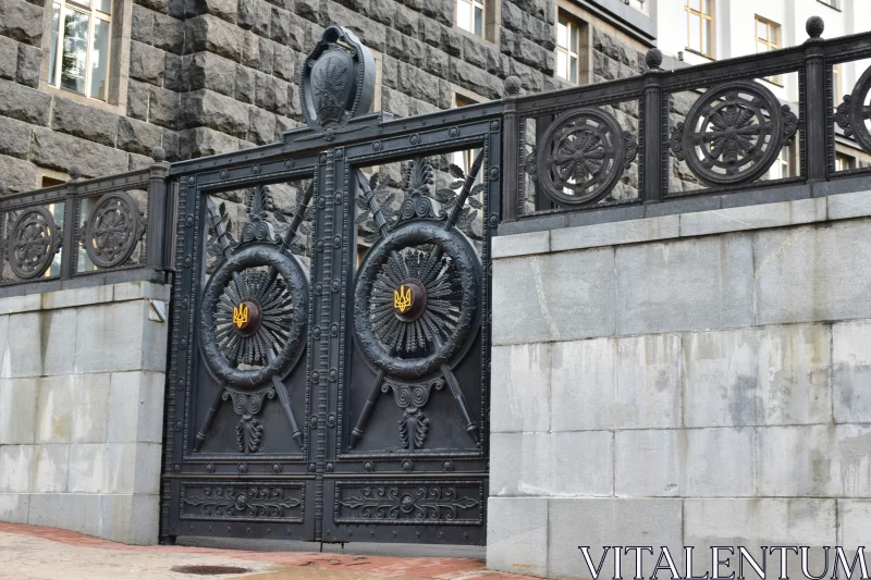 Ornate Gate in Dark Gray and Bronze - A Symbol of Power Free Stock Photo
