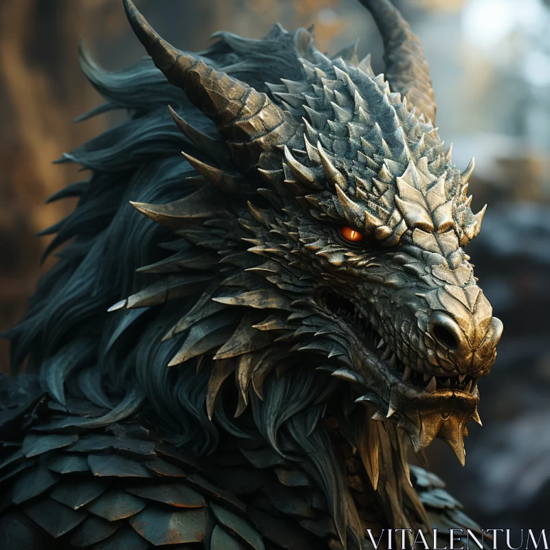 Epic Dragon Portraiture: A Master of Shadows Rendered in Vray Tracing AI Image
