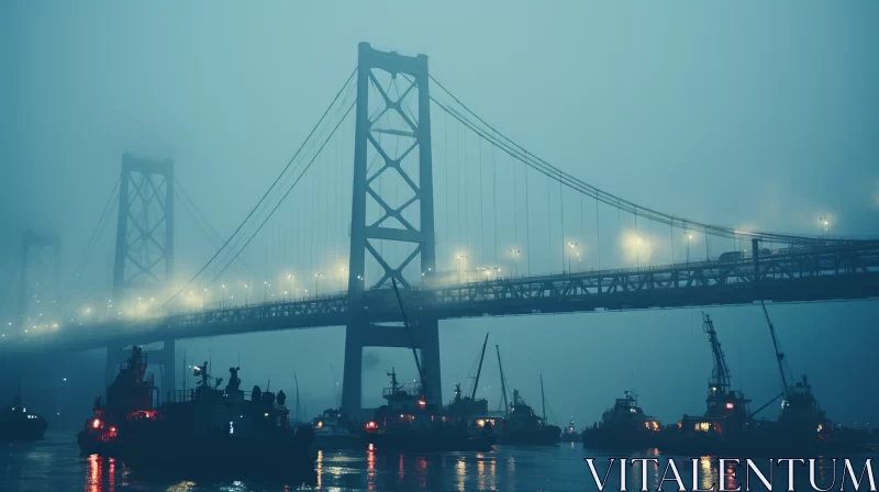 AI ART Misty Naval Scene: Boats Amidst Fog