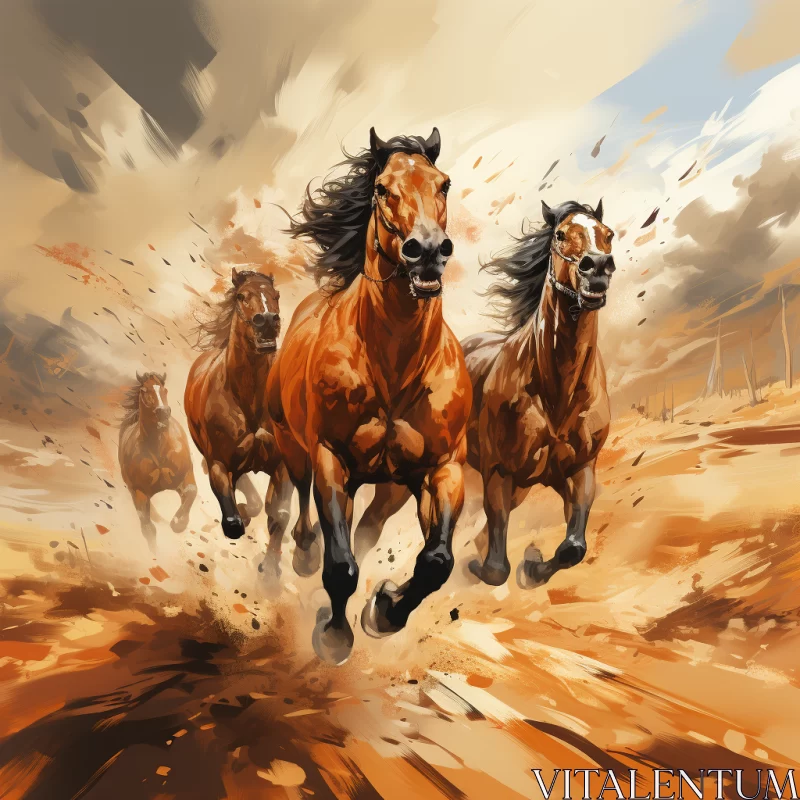 Expressive Horse Illustration in Aggressive Digital Style AI Image