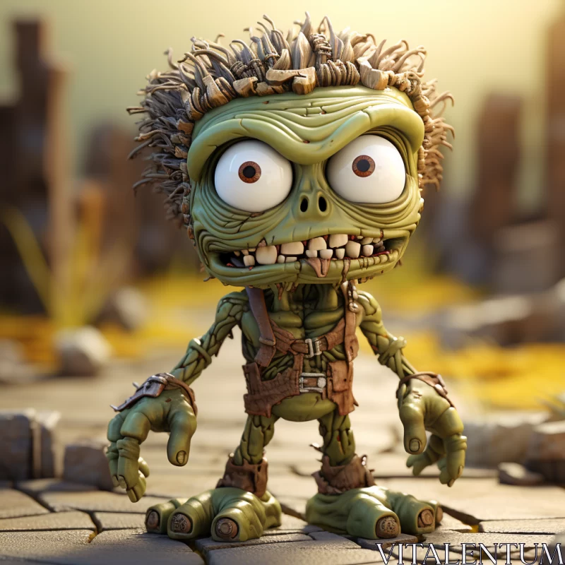 AI ART Quirky Zombie in Post-apocalyptic Cartoonish Art