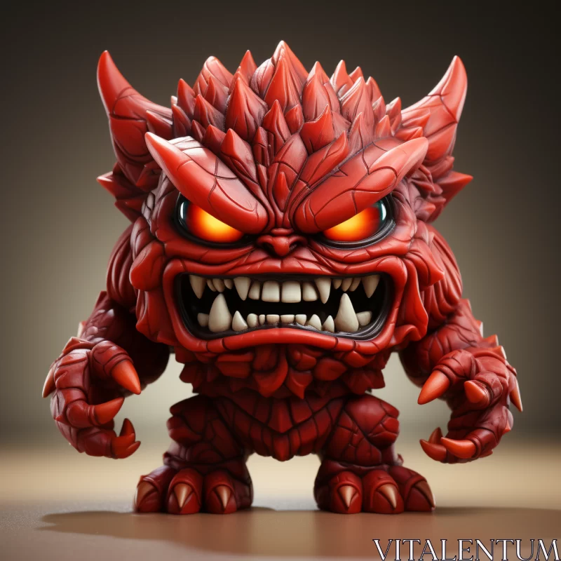 Red Devil Figurine in 2D Game Art Style AI Image