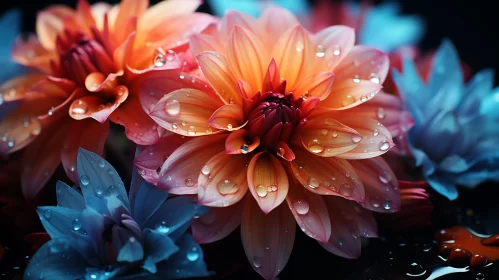 Lush and Detailed Floral Image with Water Drops AI Image