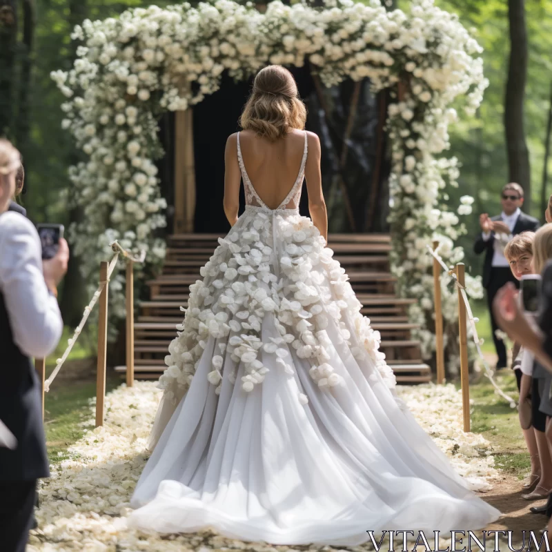 AI ART Fairytale Wedding: Floral Accented Bridal Gown in Reportage Style