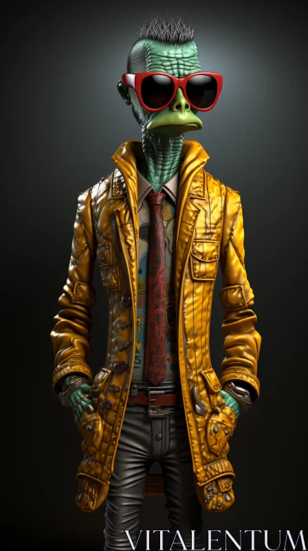 AI ART Man in Yellow Jacket with Sunglasses - A Fusion of Styles