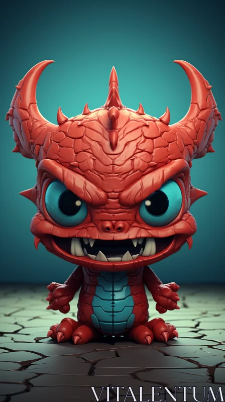 Red Monster Toy in Zbrush Style with Hellish Background AI Image