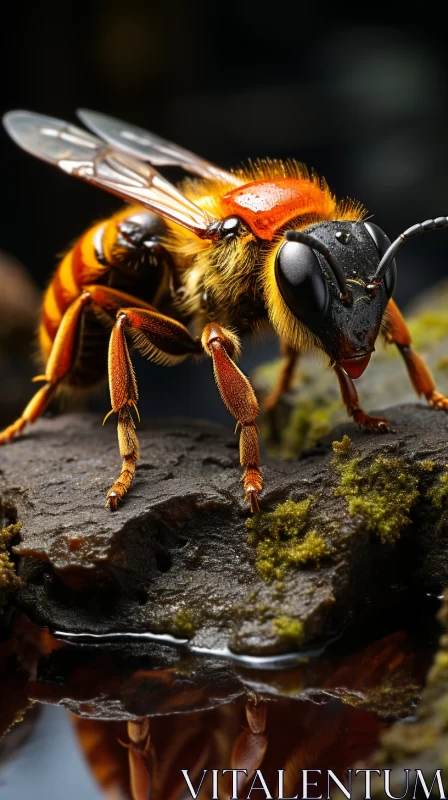 AI ART Detailed Bee on Moss with Intense Lighting and Precisionism Influence