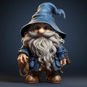 Fantasy Inspired 3D Model of a Gnome in Blue Attire AI Image