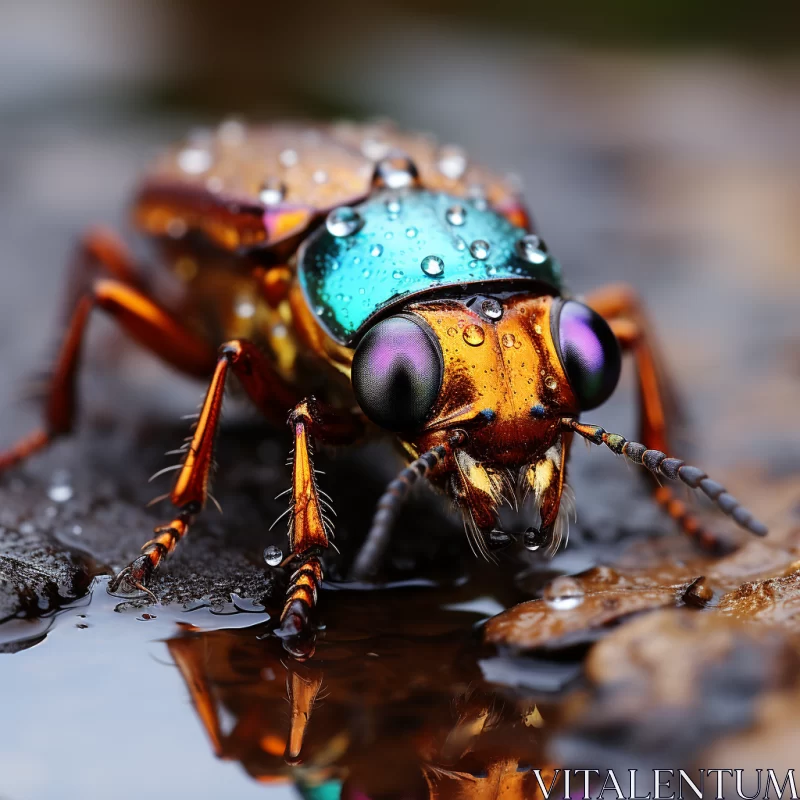 AI ART Colorful Beetle Resting in Water - Animalier Style Photography