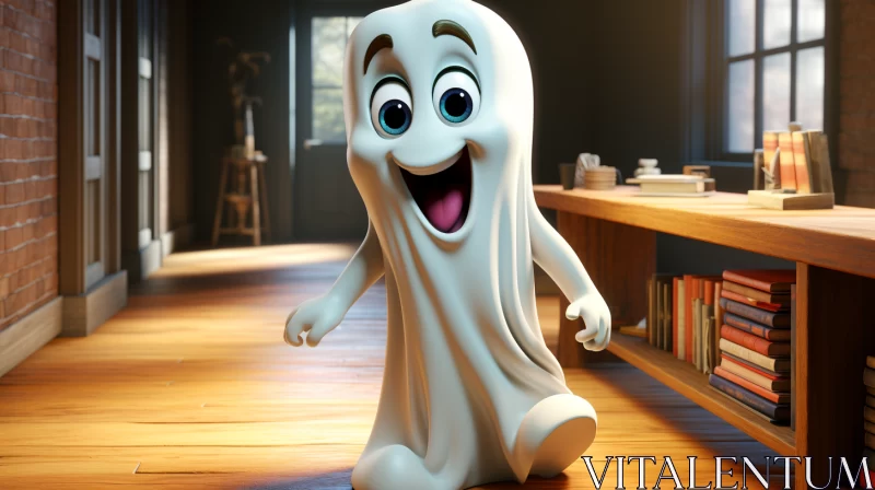 AI ART Playful Ghost Character in Office - Disney-inspired Animation