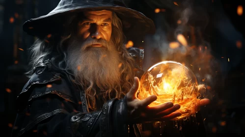 Wizard Character from The Hobbit with Burning Crystal - A Cryengine Style Portrayal AI Image