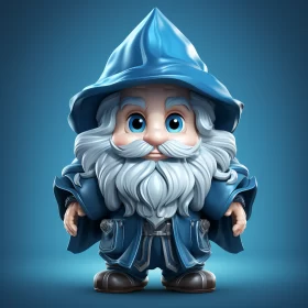 Blue Gnome Character in Muralistic 3D Art AI Image