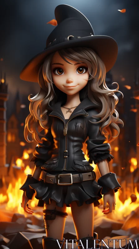 Captivating Witchcraft in Cartoon Realism Art AI Image