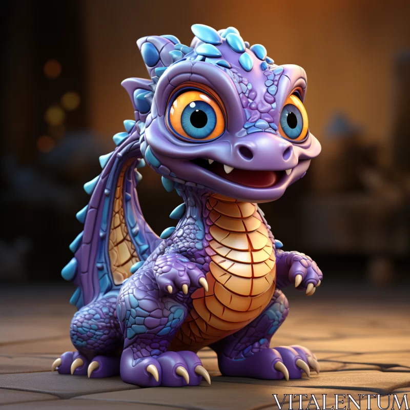 Charming Cartoonish Dragon in Volumetric Lighting AI Image