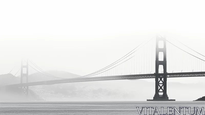 Misty Monochrome Golden Gate Bridge - Minimalist Cinema4D Rendering AI Image