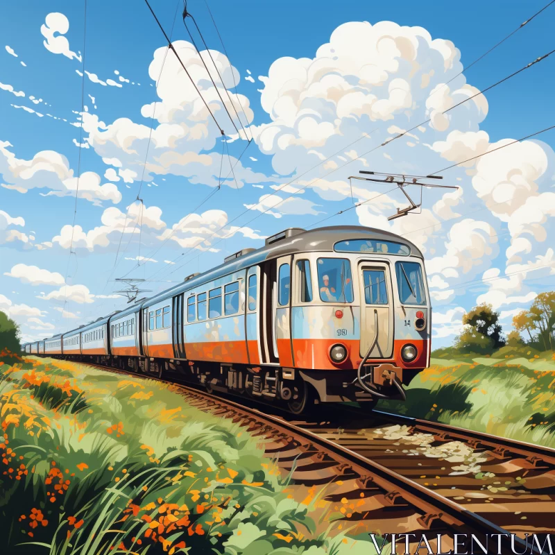 AI ART Journey of a Train: A Fusion of Pop Art and Realistic Landscapes