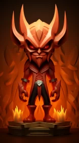 Fiery Demon in 3D: A Cartoonish Character Design Artwork AI Image