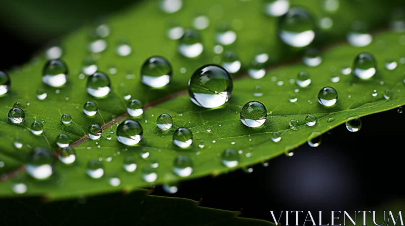 Rain Droplets on Green Leaf - Vray Tracing Fantasy Worlds AI Image