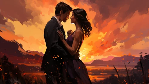 Romantic Sunset - A Speedpainting Illustration AI Image
