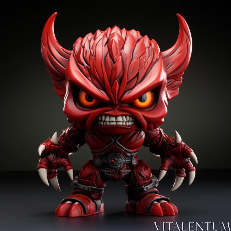 Red Demon Pop Figure: A Rebellious Craft in Vray Tracing Style AI Image