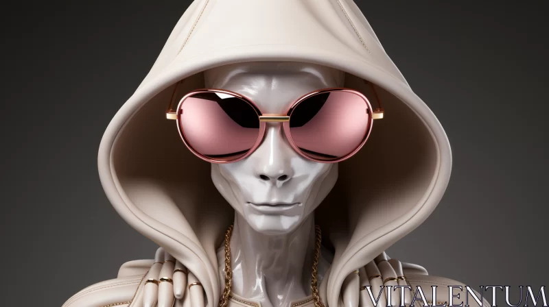 Alien Fashionista: A Vision in Pink and Gold AI Image