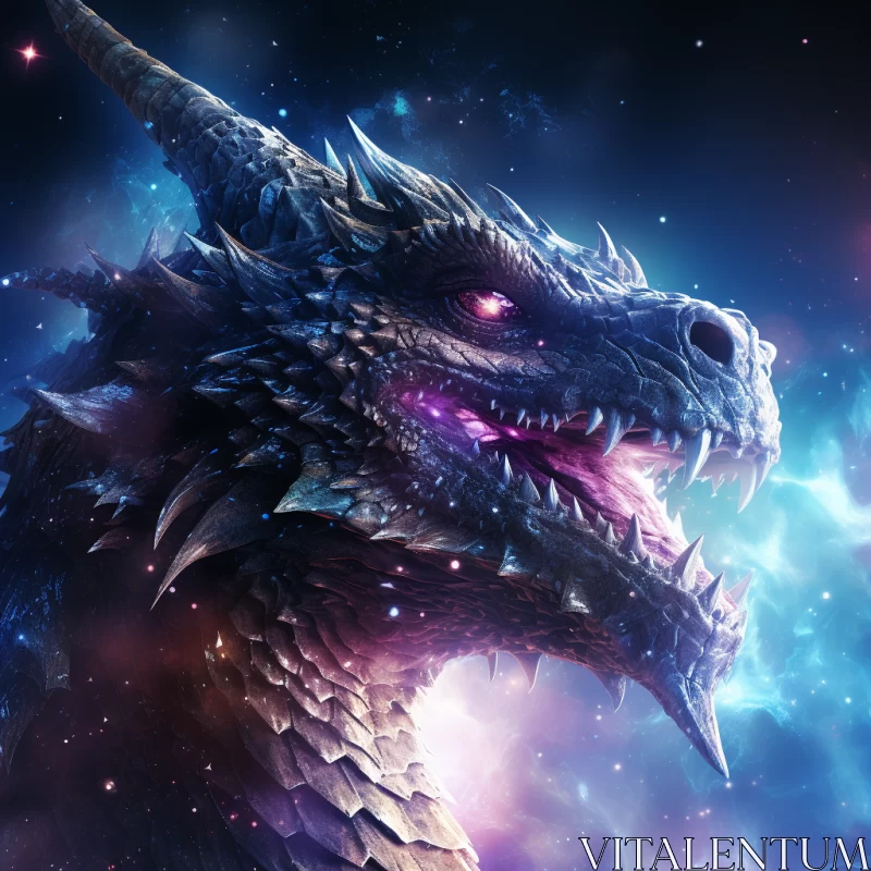 Mystical Dragon in Starry Scene: A Space Art Masterpiece AI Image