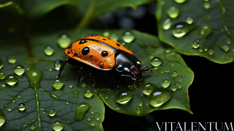 Photorealistic Ladybug on Leaf: A Study in Contrast and Detail AI Image