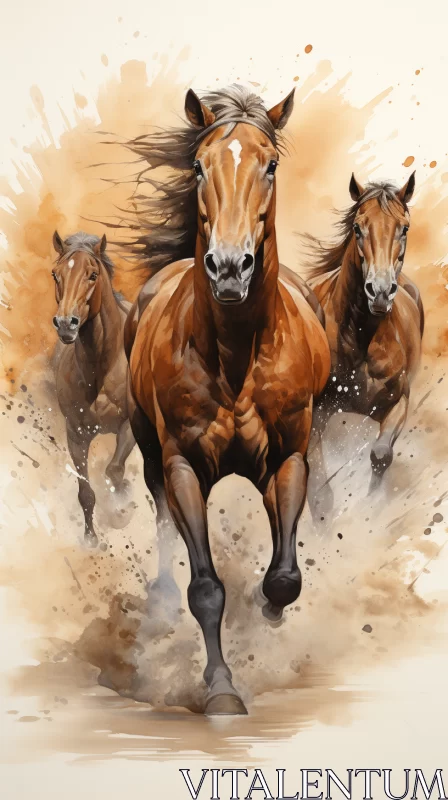 Untamed Beauty: Realistic Portrayal of Horses in Motion AI Image