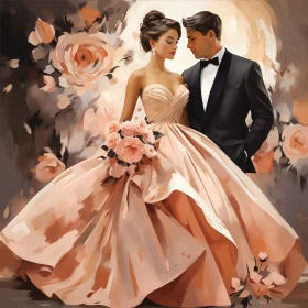 Romantic Couple Portrait in Oil Painting Style AI Image