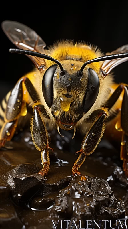 Gritty Bee Image with Foreshortening Techniques AI Image