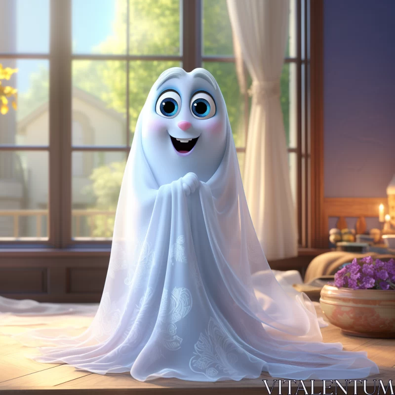 AI ART Disney's New Princess: A Ghost Character in a Romantic, Playful Style