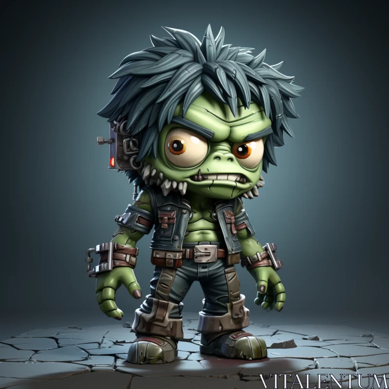 AI ART Ghoulpunk Cartoon Character in Post-Apocalyptic Style