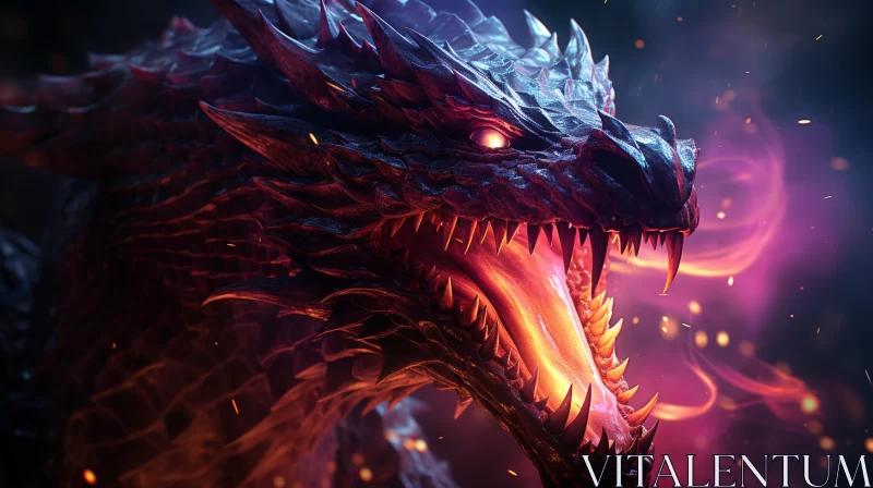 Intense Dragon Artwork with Fiery Background AI Image
