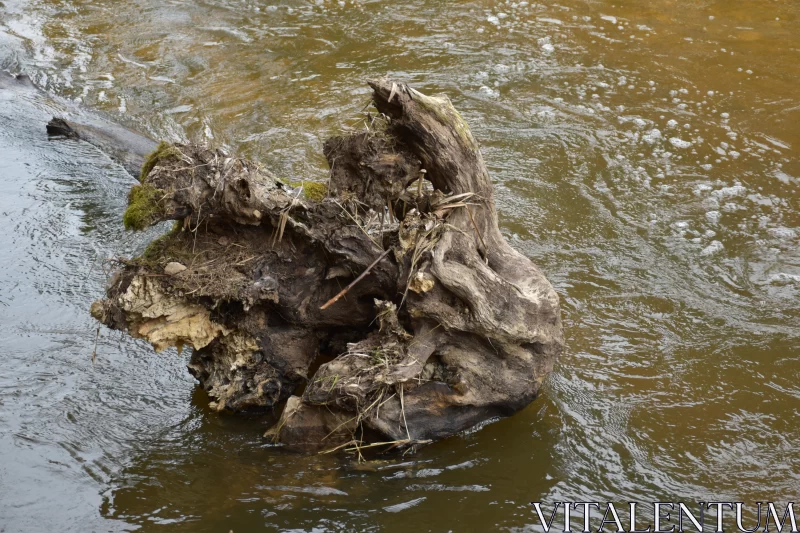 Submerged Tree Trunk - A Study of Nature and Texture Free Stock Photo