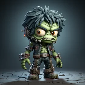 Ghoulpunk Cartoon Character in Post-Apocalyptic Style AI Image