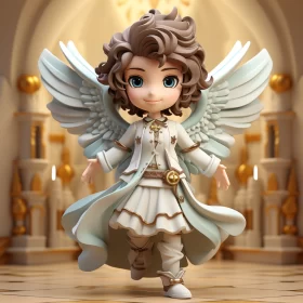 Angelic Presence: Detailed Character Design in Baroque Settings AI Image